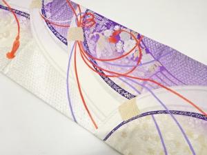 束ね熨斗に花鳥模様織り出し　袋帯